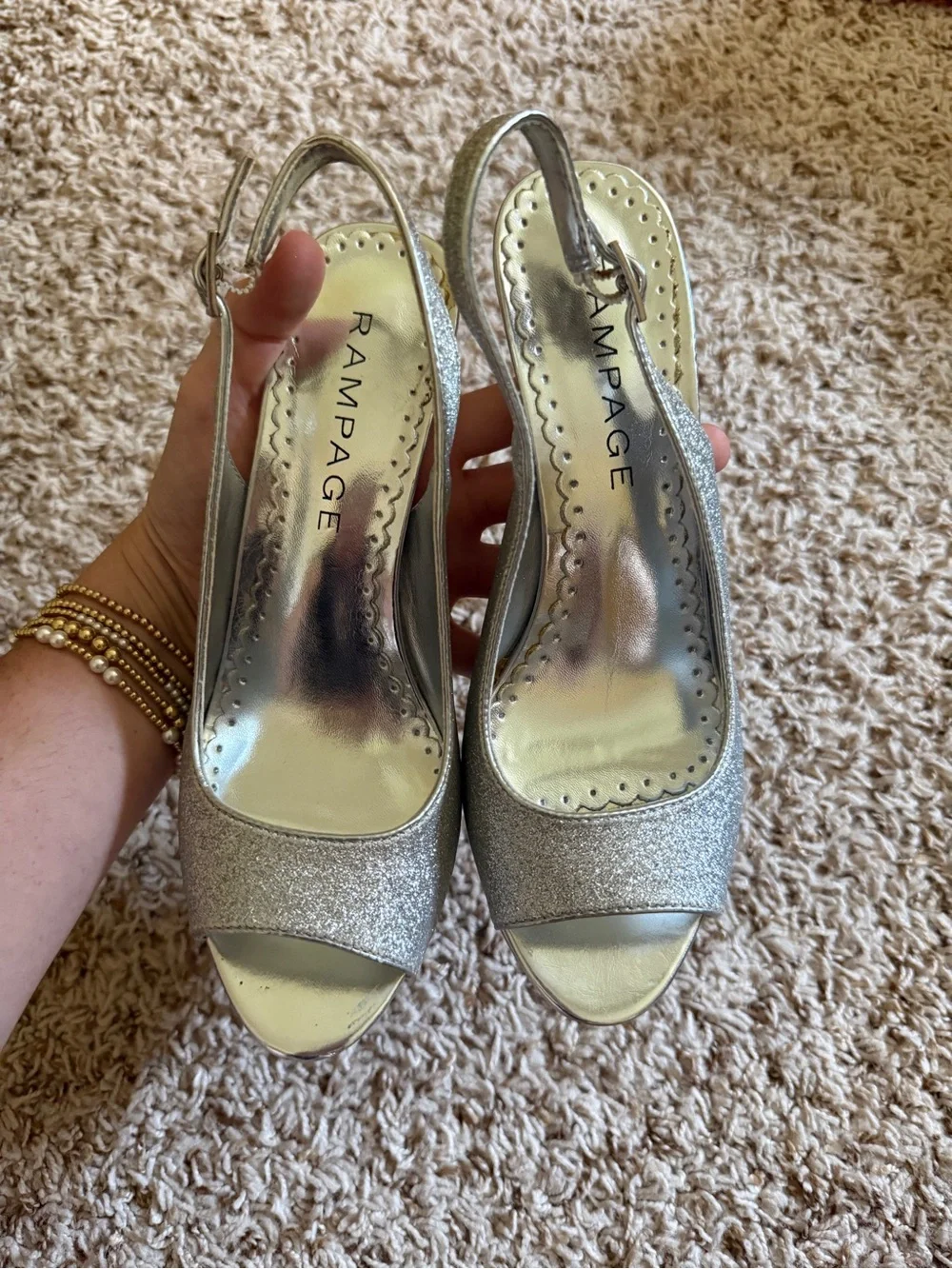 Rampage Silver Glitter Heels